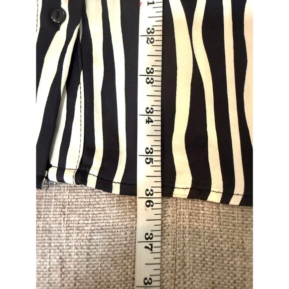 NWOT‎ Mango Black & Cream Striped Satin Shirt Dress XL - Picture 13 of 16